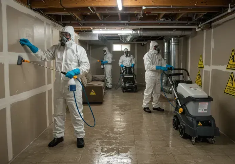 Basement Moisture Removal and Structural Drying process in Saint Hedwig, TX